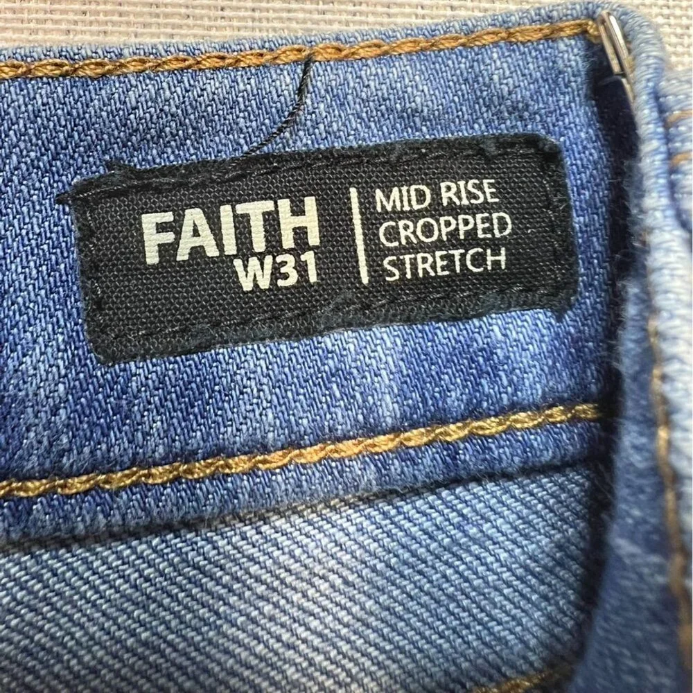 Buffalo David Bitton Womens Faith Jeans 31 Mid Rise Cropped Stretch Distressed